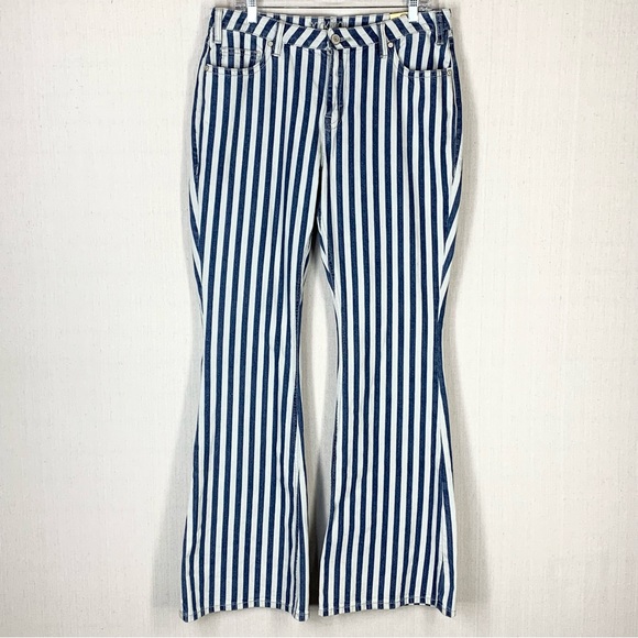 Rock&Roll Denim NWT High Rise Flare Wide Stripe Cowgirl/Boho Jeans - Size 32x34 - Picture 3 of 15
